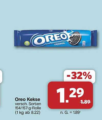Oreo Kekse versch. Sorten 154/157-g-Rolle