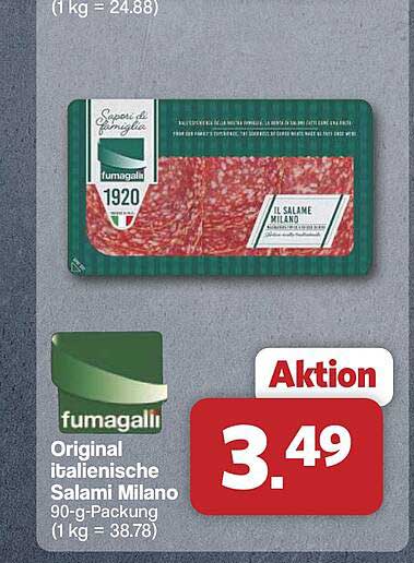Original italienische Salami Milano 90-g-Packung