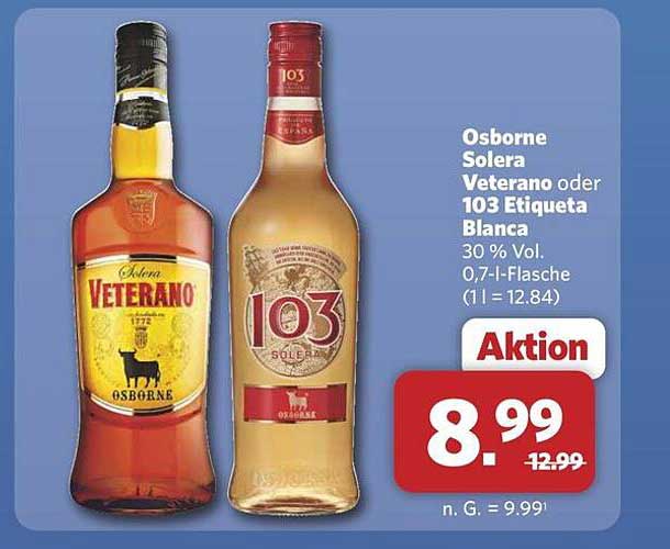 Osborne Solera Veterano oder 103 Etiqueta Blanca