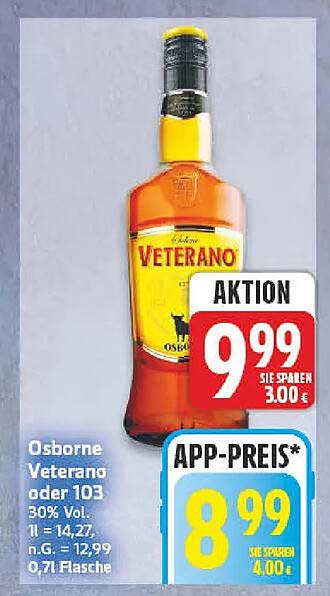 Osborne Veterano oder 103 30% Vol. 0,7 l Flasche