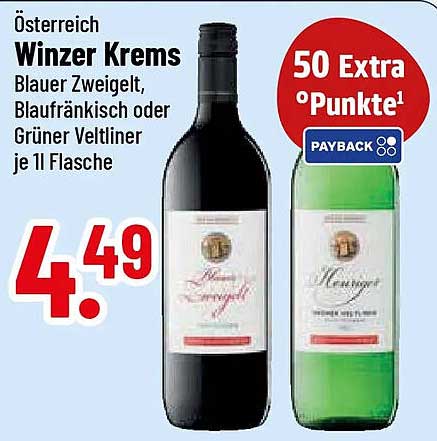 Österreich Winzer Krems Blauer Zweigelt, Blaufränkisch oder Grüner Veltliner je 1 l Flasche
