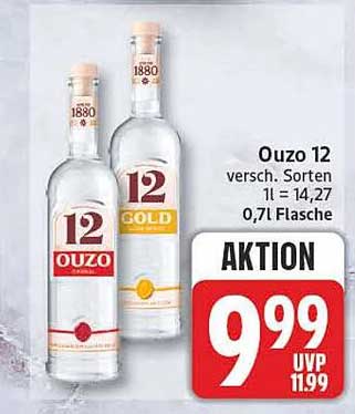 Ouzo 12 versch. Sorten 1 l = 14,27 0,7 l Flasche
