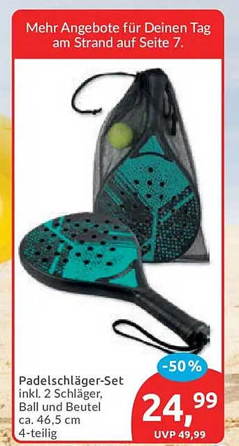 Padelschläger-Set inkl. 2 Schläger, Ball und Beutel ca. 46,5 cm 4-teilig