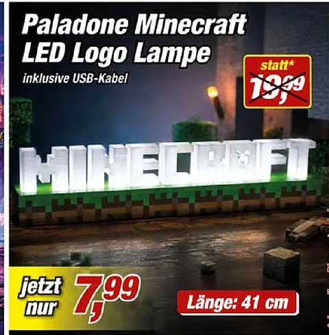 Paladone Minecraft LED Logo Lampe inklusive USB-Kabel