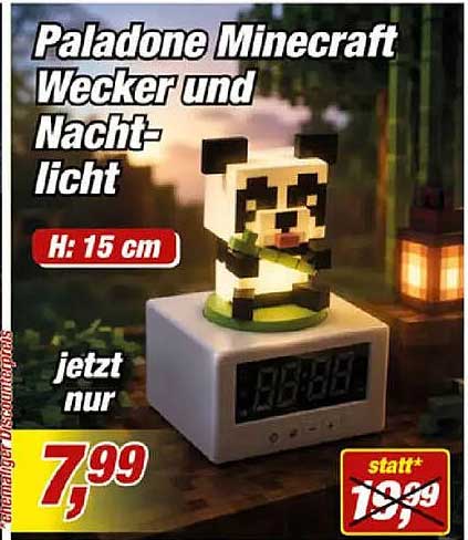 Paladone Minecraft Wecker und Nachtlicht
