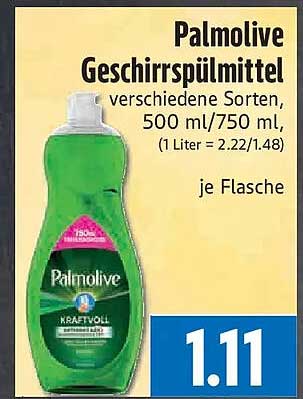 Palmolive Geschirrspülmittel verschiedene Sorten, 500 ml/750 ml, je Flasche