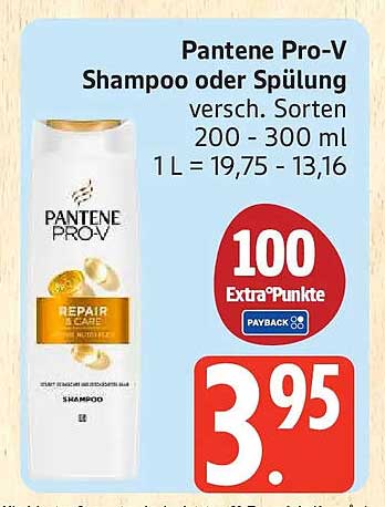 Pantene Pro-V Shampoo oder Spülung versch. Sorten 200 - 300 ml 1 L = 19,75 - 13,16