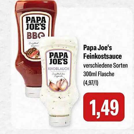 Papa Joe's Feinkostsauce verschiedene Sorten 300ml Flasche (4,97/l)