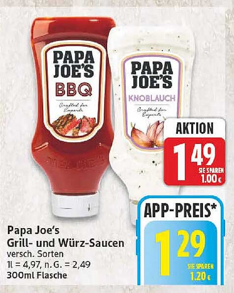 Papa Joe’s Grill- und Würz-Saucen versch. Sorten
