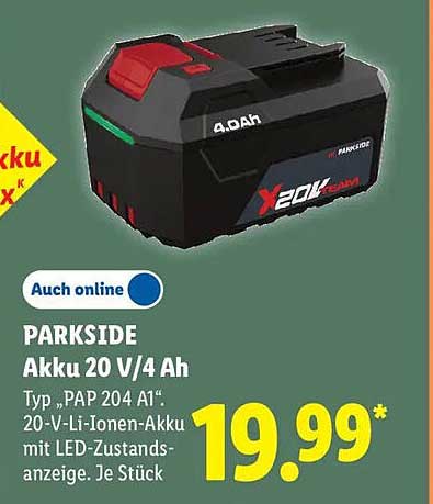 PARKSIDE Akku 20 V/4 Ah