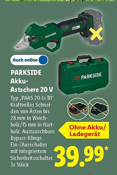 PARKSIDE Akku-Astschere 20 V