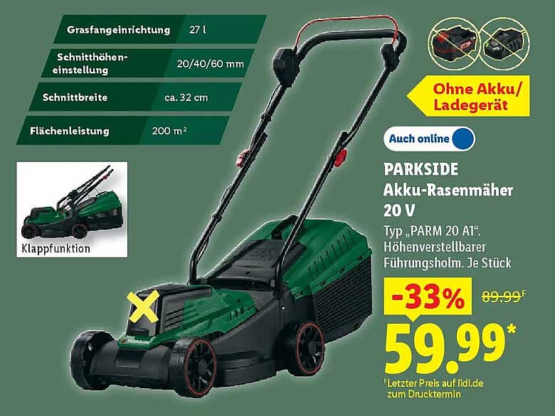 PARKSIDE Akku-Rasenmäher 20 V