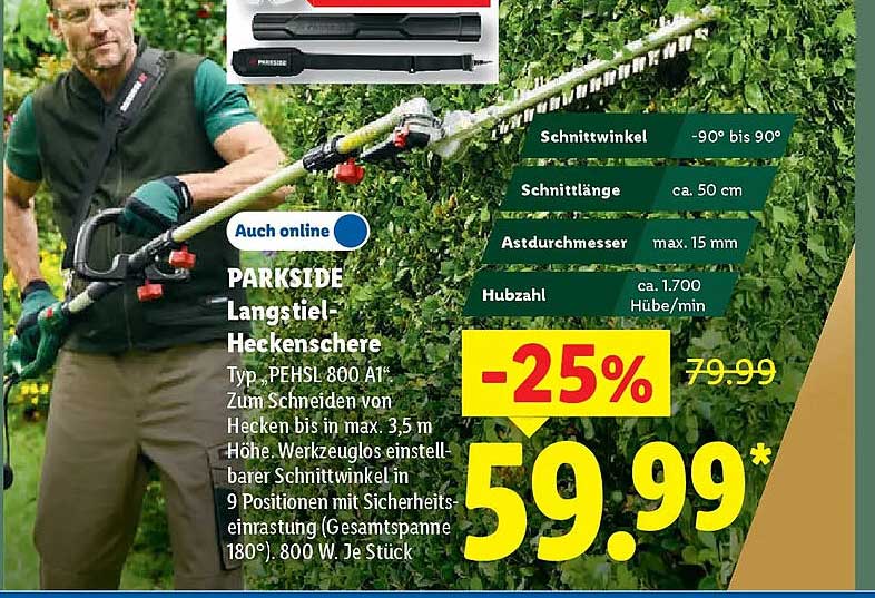 PARKSIDE Langstiel-Heckenschere Typ »PEHLS 800 A1«