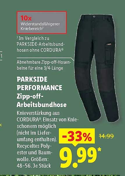 PARKSIDE PERFORMANCE Zipp-off-Arbeitsbundhose
