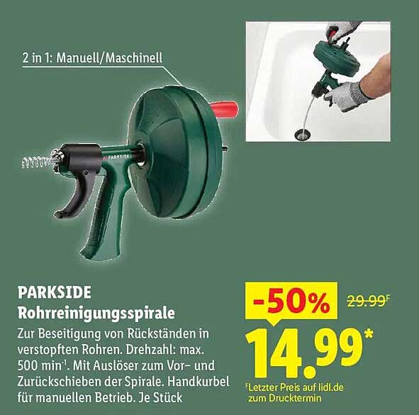 PARKSIDE Rohrreinigungsspirale
