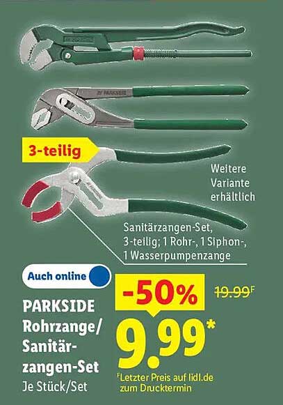 PARKSIDE Rohrzange/ Sanitär-zangen-Set
