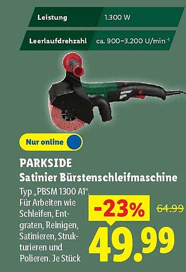 PARKSIDE Satinier Bürstenschleifmaschine Typ „PBSM 1300 A1“