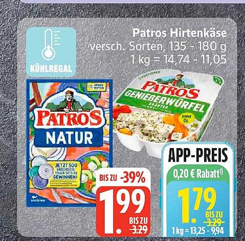 Patros Hirtenkäse versch. Sorten, 135 - 180 g