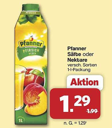Pfanner Säfte oder Nektare versch. Sorten 1-L-Packung