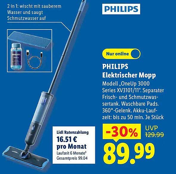 PHILIPS Elektrischer Mopp