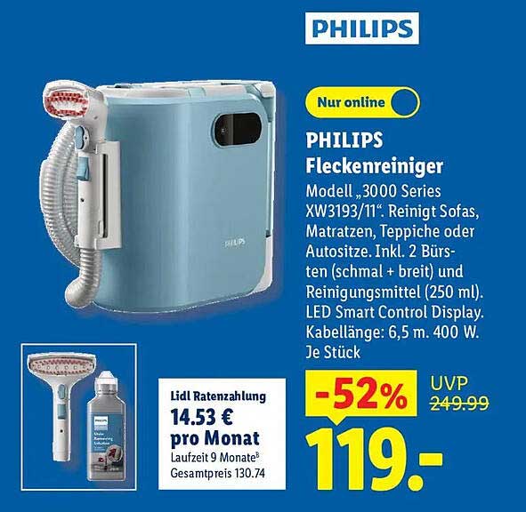 PHILIPS Fleckenreiniger Modell „3000 Series XW3193/11“