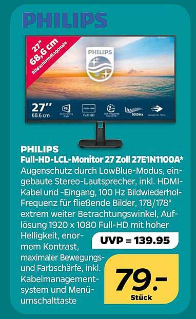 PHILIPS Full-HD-LCL-Monitor 27 Zoll 27E1N1100A*