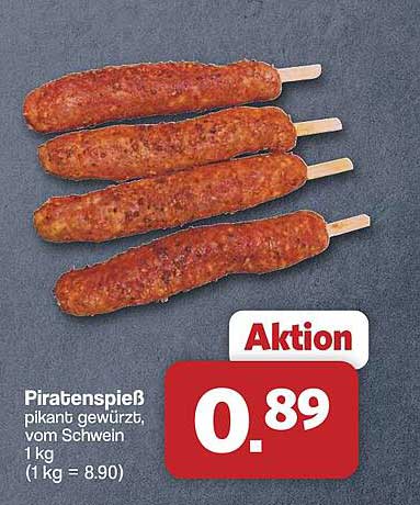 Piratenspieß pikant gewürzt vom Schwein