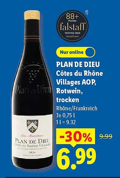 PLAN DE DIEU Côtes du Rhône Villages AOP, Rotwein, trocken