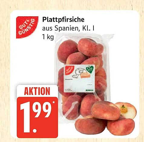 Plattpfirsiche aus Spanien, Kl. I 1 kg