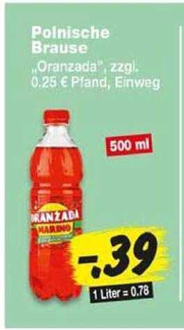 Polnische Brause „Oranzada“, zzgl. 0,25 € Pfand, Einweg