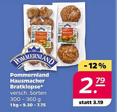 Pommernländ Hausmacher Bratklopse* versch. Sorten 300 - 360 g 1 kg = 9.30 - 7.75