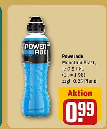 Powerade Mountain Blast, je 0,5-l-Fl. (1 l = 1.98) zzgl. 0.25 Pfand