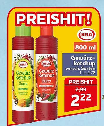PREISHIT! Hela Gewürz-Ketchup Currys, 800 ml