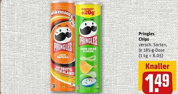 Pringles Chips versch. Sorten, je 185-g-Dose (1 kg = 8.05)