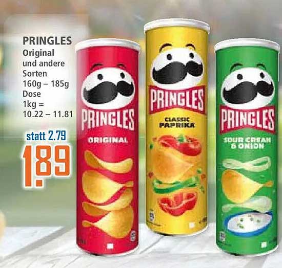PRINGLES Original und andere Sorten 160g – 185g Dose