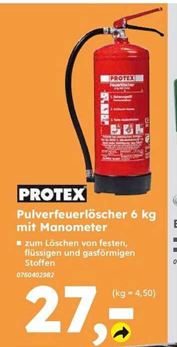 PROTEX Pulverfeuerlöscher 6 kg mit Manometer