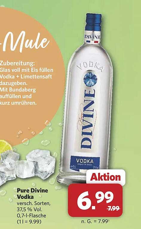 Pure Divine Vodka versch. Sorten, 37,5 % Vol. 0,7-L-Flasche (1 l = 9.99)