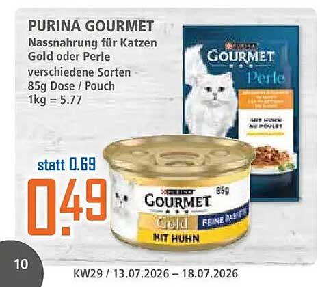 PURINA GOURMET Nassnahrung für Katzen Gold oder Perle verschiedene Sorten 85g Dose / Pouch 1kg = 5.77