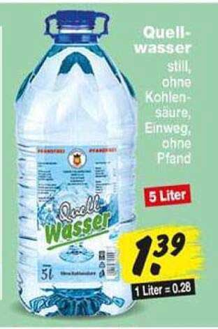 Quell-wasser still, ohne Kohlensäure, Einweg, ohne Pfand