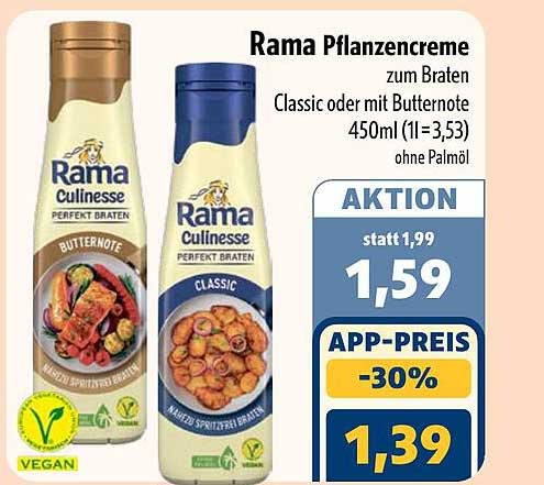 Rama Pflanzencreme zum Braten Classic oder mit Butternote 450ml (1l=3,53) ohne Palmöl