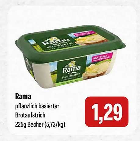 Rama pflanzlich basierter Brotaufstrich 225g Becher (5,73/kg)