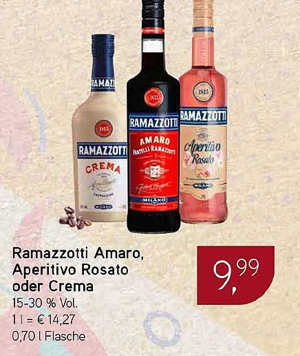 Ramazzotti Amaro, Aperitivo Rosato oder Crema
