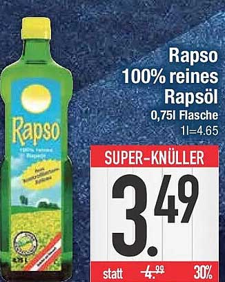 Rapso 100% reines Rapsöl 0,75l Flasche