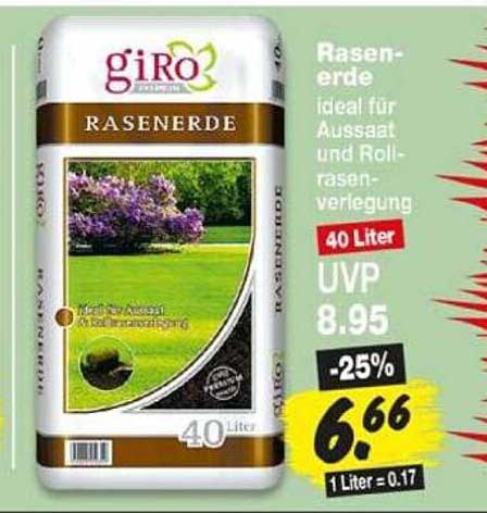 Rasenerde ideal für Aussaat und Rollrasenverlegung 40 Liter