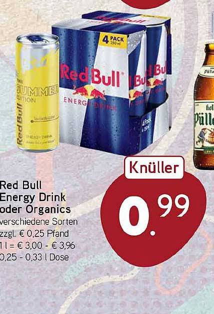 Red Bull Energy Drink oder Organics verschiedene Sorten