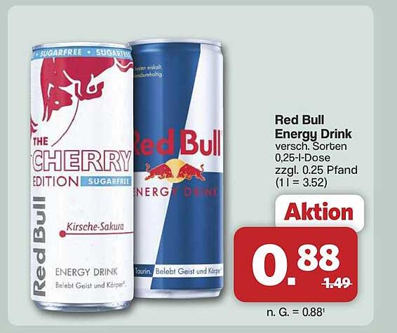 Red Bull Energy Drink versch. Sorten 0,25-l-Dose zzgl. 0.25 Pfand (11 = 3.52)