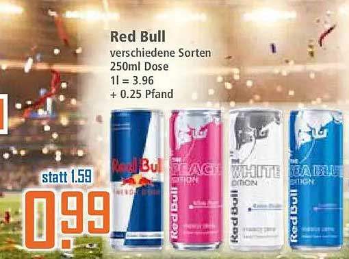 Red Bull verschiedene Sorten 250ml Dose 1l = 3.96 + 0.25 Pfand