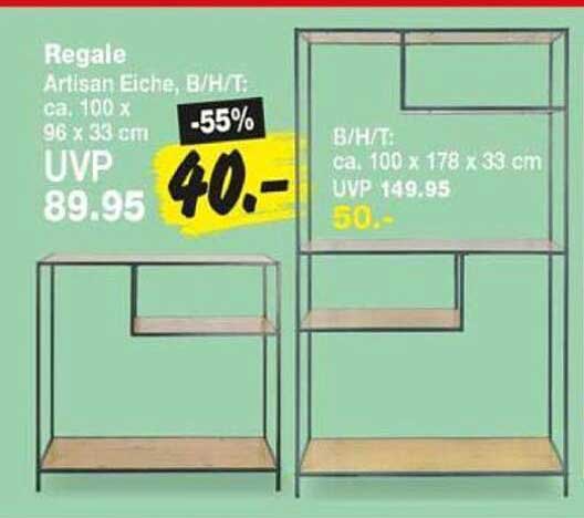 Regale Artisan Eiche, B/H/T: ca. 100 x 96 x 33 cm