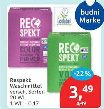 Respekt Waschmittel versch. Sorten 20 WL 1 WL = 0,17
