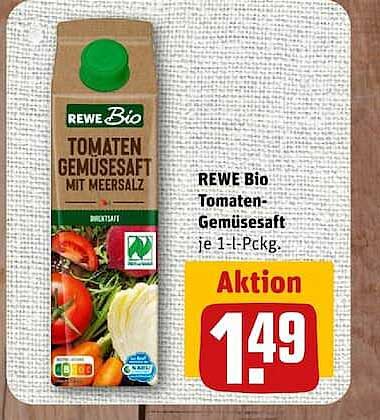REWE Bio Tomaten-Gemüsesaft je 1-l-Pckg.